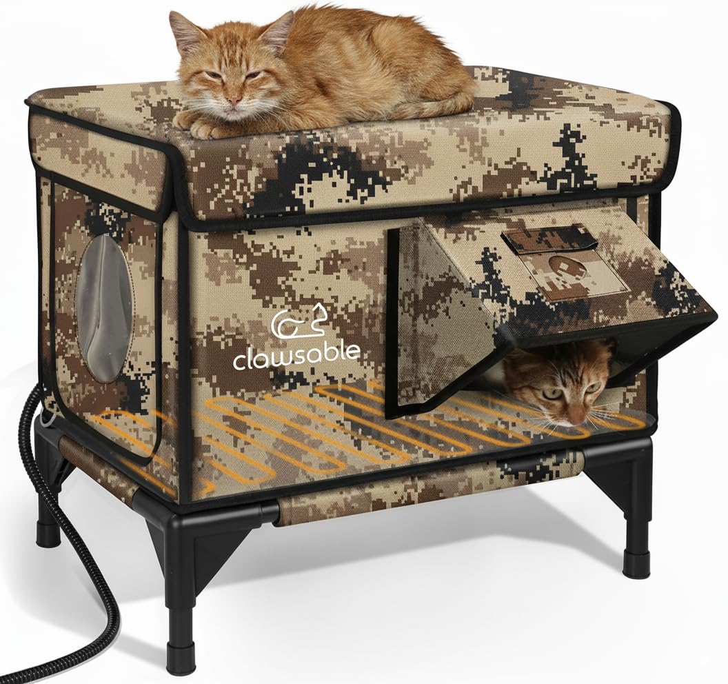 Heated Insulated Outdoor Cat Shelter with Escape Door T992