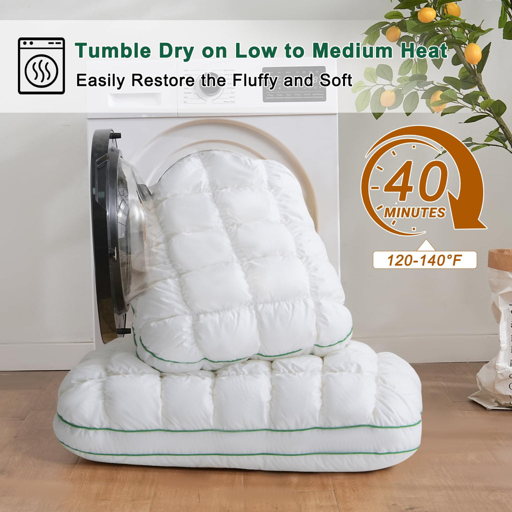 Fluffy Support Bed Pillow Queen Size Set of 2 White R68305