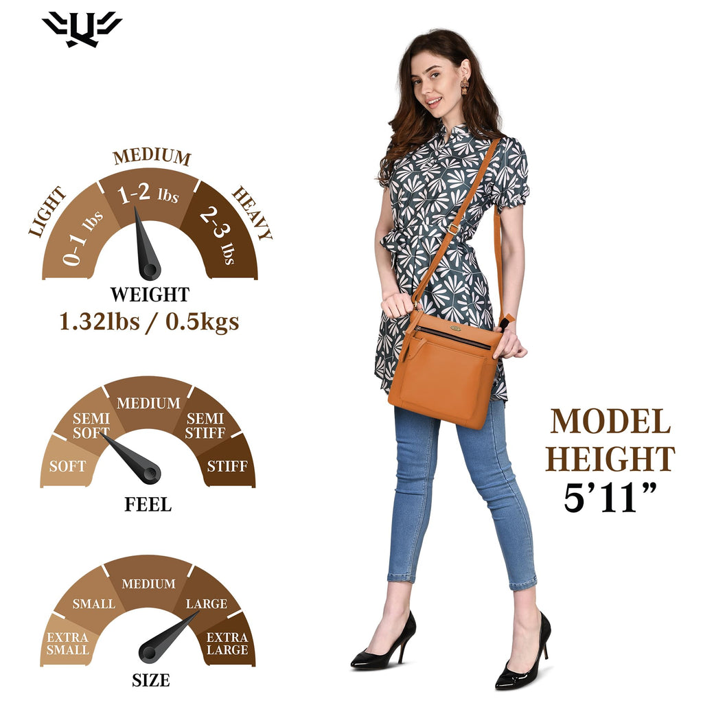 Light Brown Genuine Leather Crossbody Bag E4055