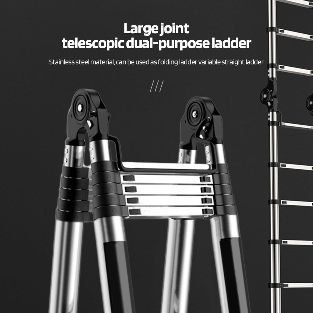 Telescoping Ladder with Locking Mechanism, Heavy Duty Aluminum 330 lbs I102075