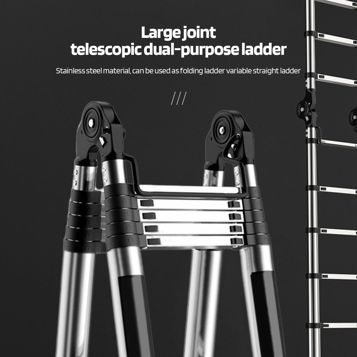 Telescoping Ladder with Locking Mechanism, Heavy Duty Aluminum 330 lbs I102075