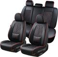 Black Nappa Leather Car Seat Covers Full Set Q6614