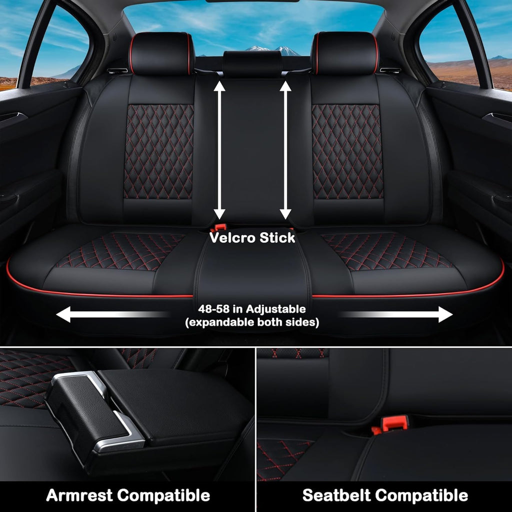 Black Nappa Leather Car Seat Covers Full Set Q6614