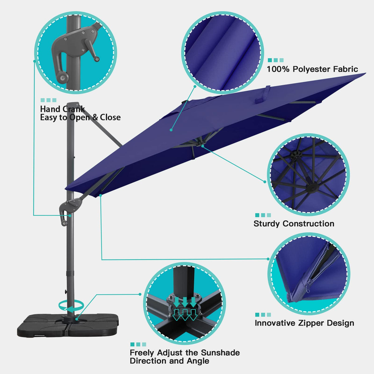 10x13Ft Rectangular Offset Patio Umbrella N13512