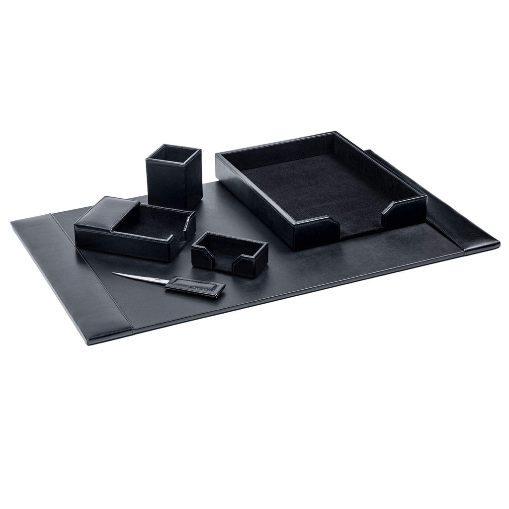 Black 6 Piece Bonded Leather Desk Set S768
