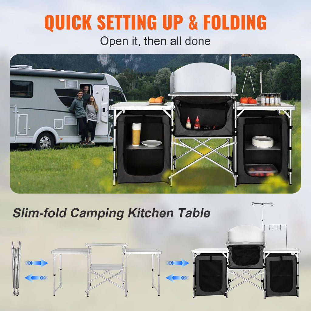 Folding Aluminum Camping Kitchen Table with Storage Bag G1554