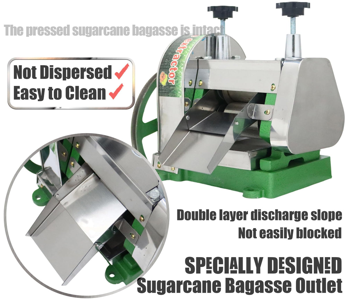 Manual Sugar Cane Juicer Machine with 2 Peeling Knives H761490