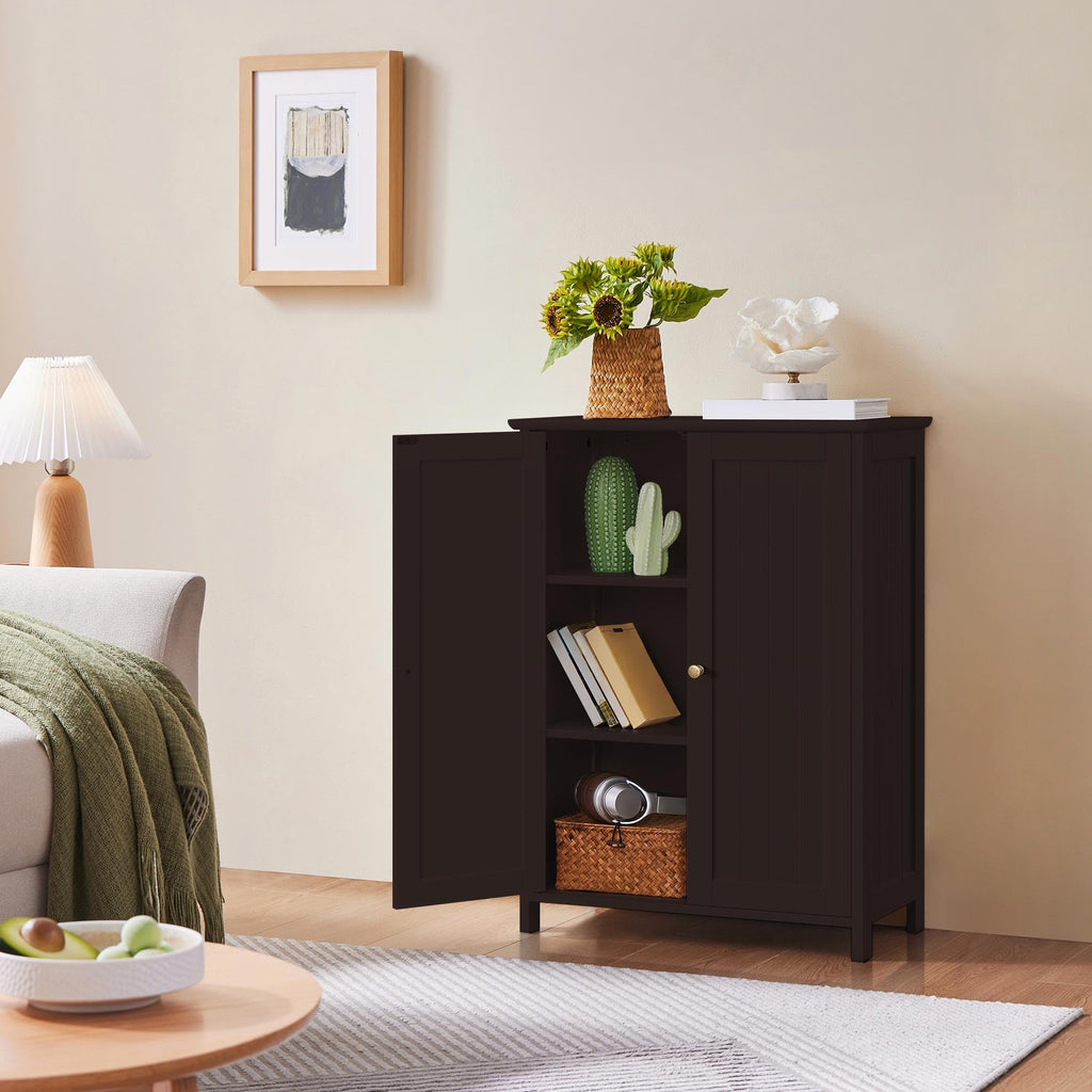 Small Espresso Bathroom Storage Cabinet with 2 Doors L50649