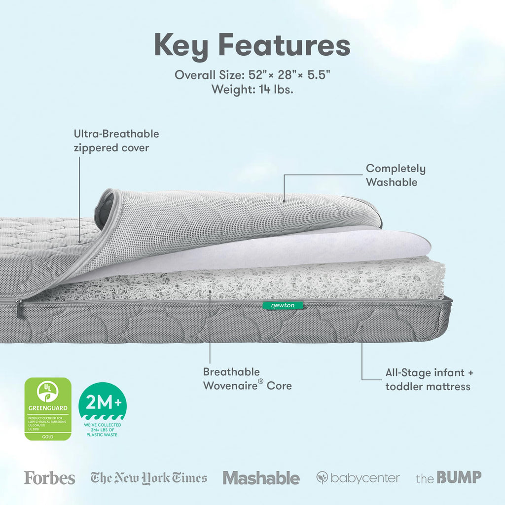 Grey Breathable Washable Crib Mattress & Toddler Bed Z360308