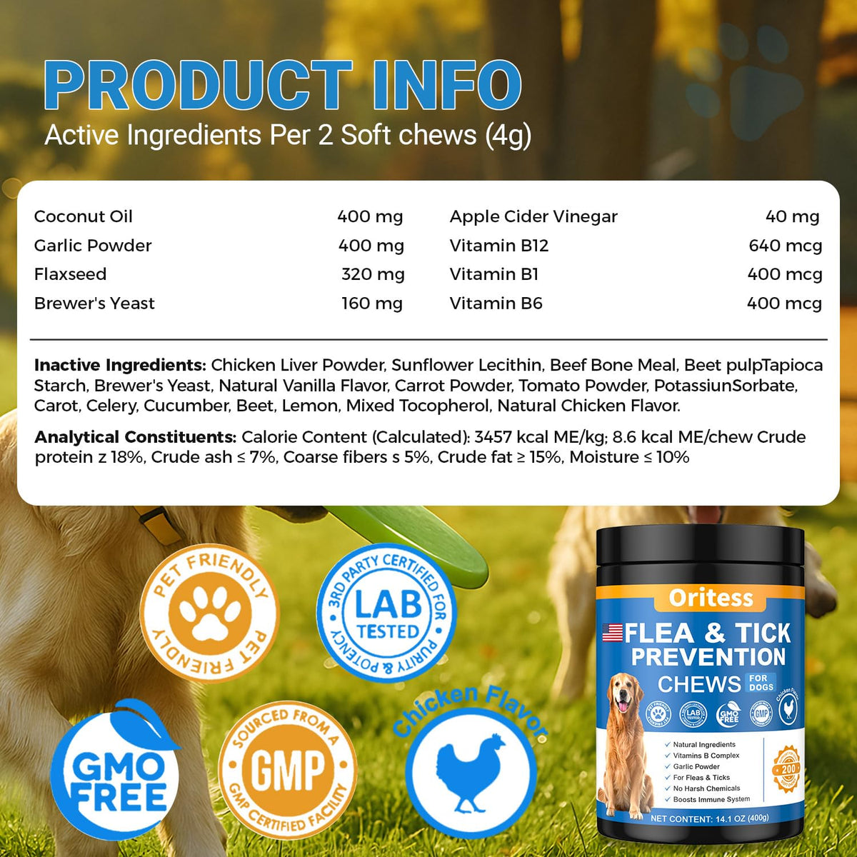 Flea and Tick Prevention for Dogs 200 Soft Chews Chicken Flavor R96105
