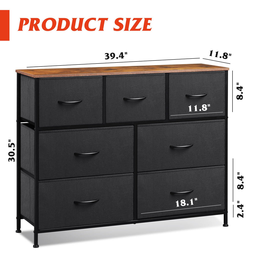 Charcoal Black 3 7 9 Drawer Dresser Set D86269