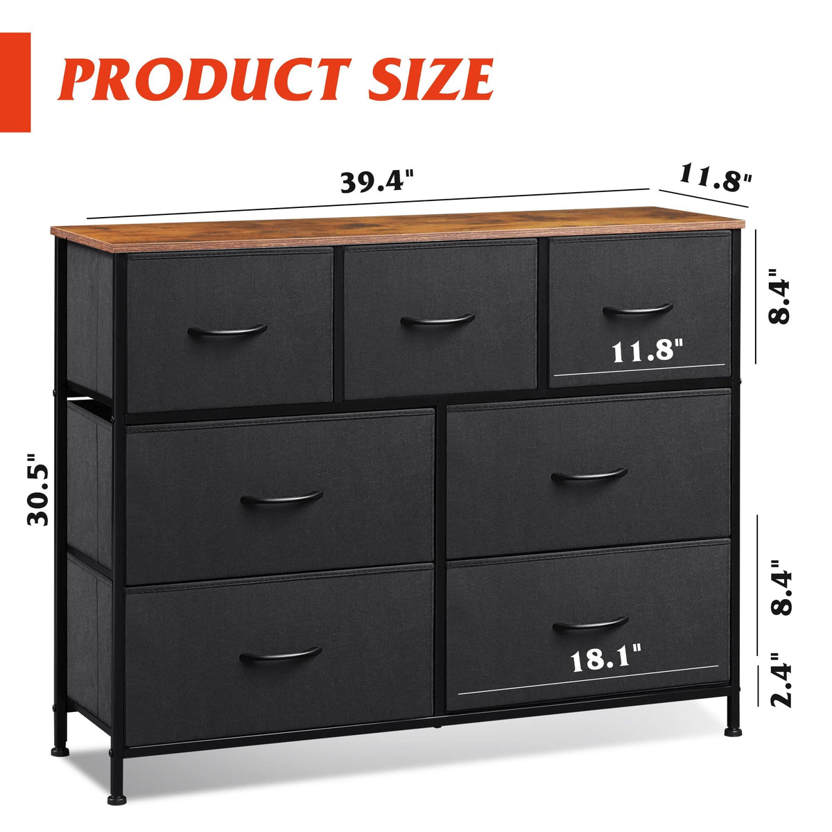 Charcoal Black 3 7 9 Drawer Dresser Set D86269
