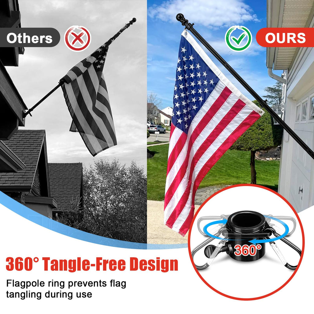 6FT Heavy Duty Tangle Free Flagpole Kit with 4x6FT Embroidered US Flag B98794