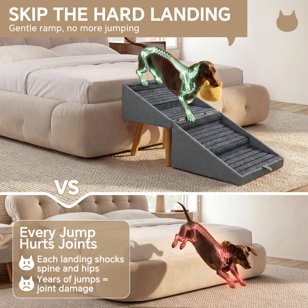 2-in-1 Wooden Pet Stairs & Ottoman Q2212