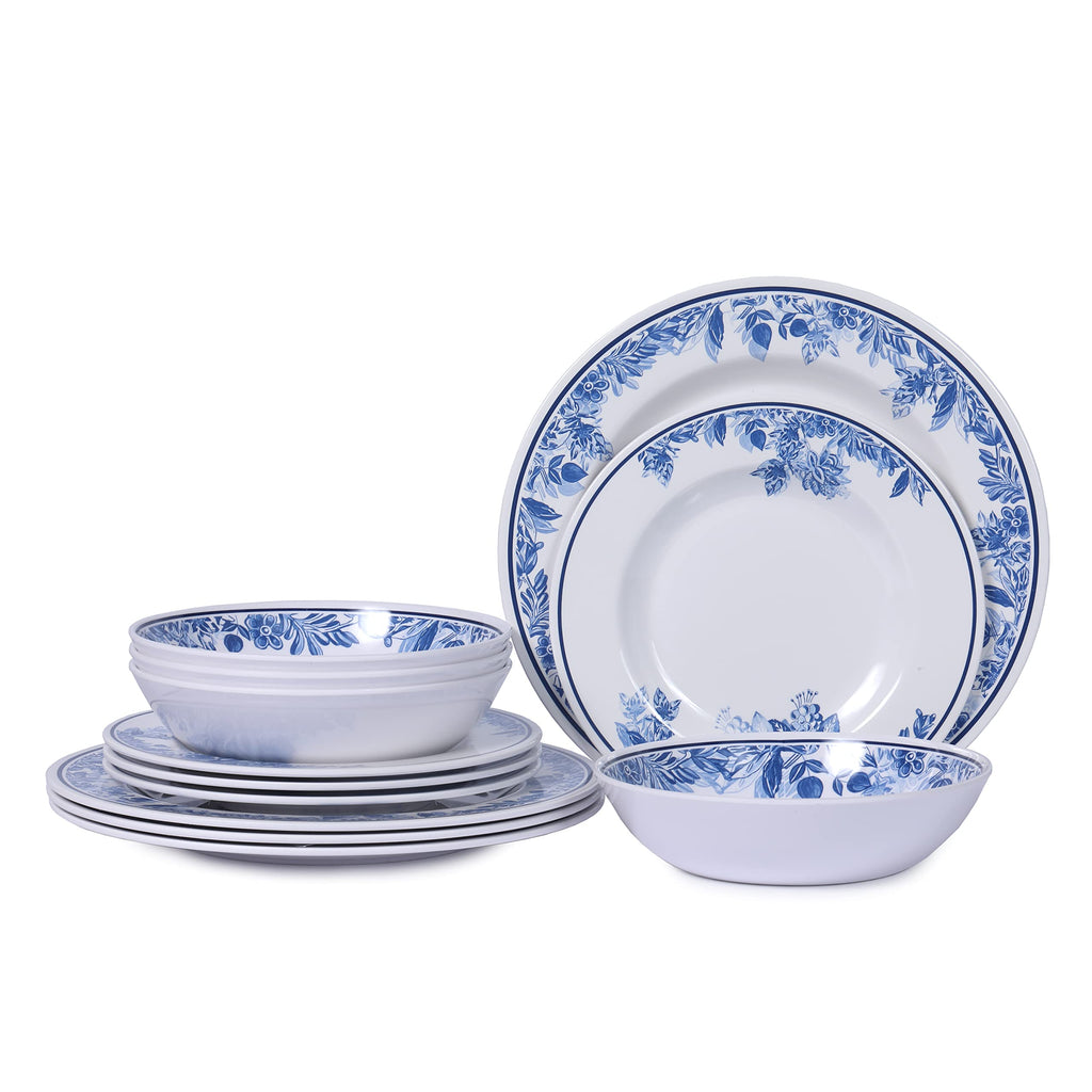 12 Pc Floral Melamine Dinnerware Set E880209