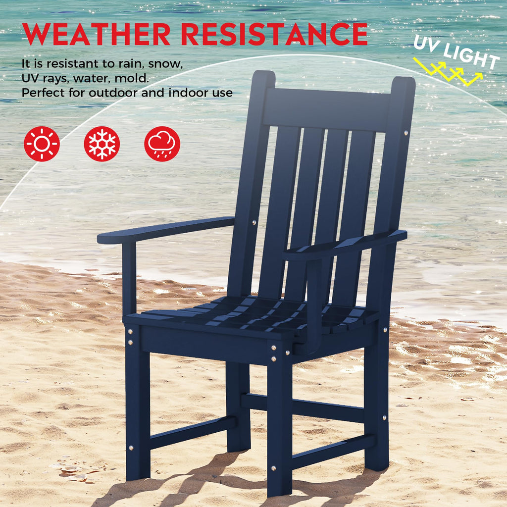 Navy Blue Plastic Outdoor Dining Chair with Arm W602