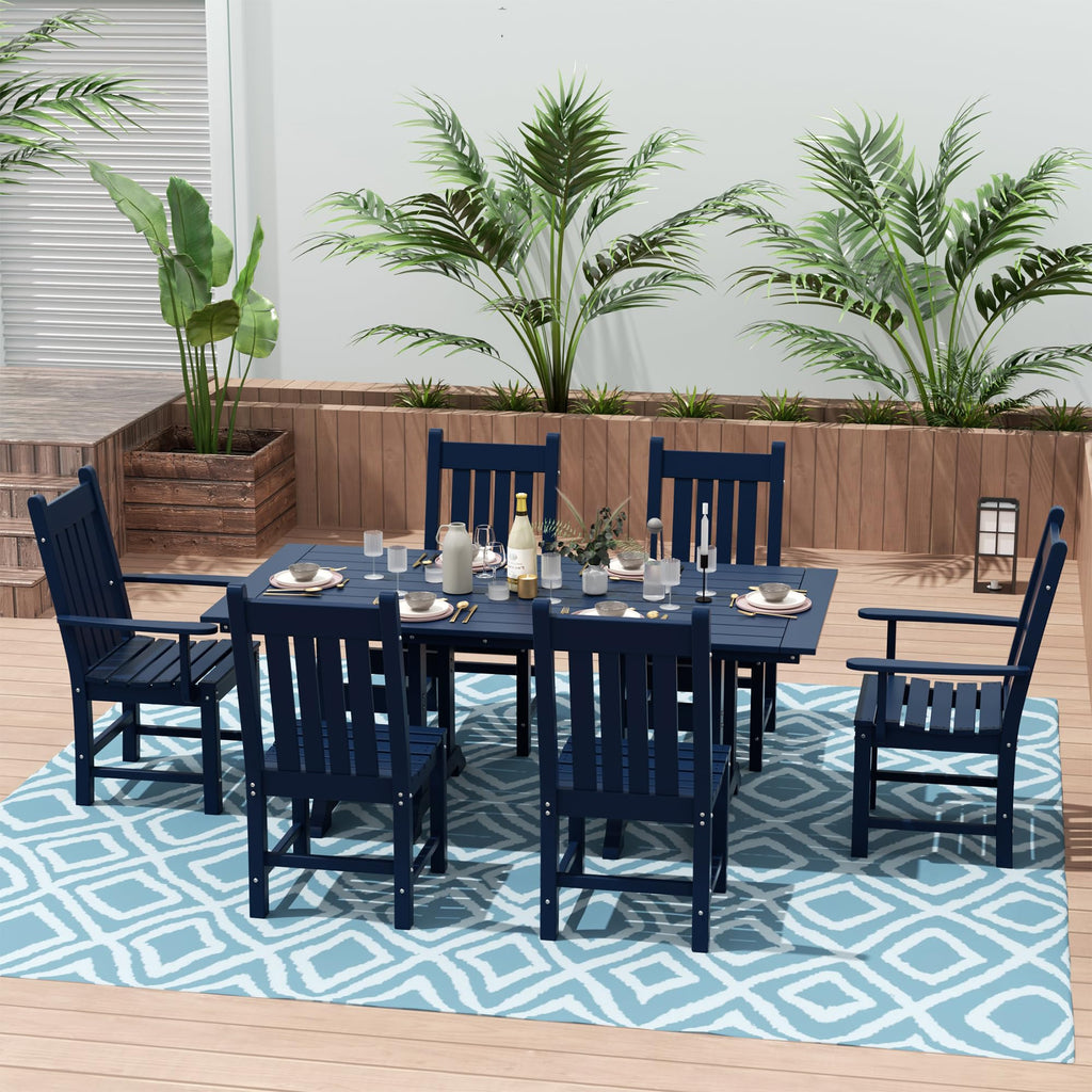Navy Blue Plastic Outdoor Dining Chair with Arm W602