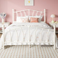 Full Size Cream White Metal Bed Frame Q6076