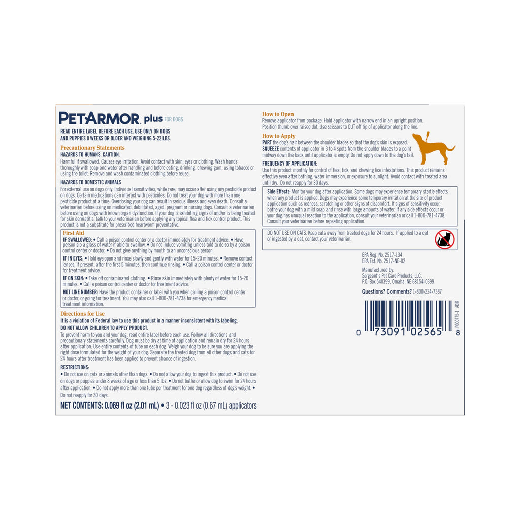 Flea & Tick Topical Dogs 5-22 lbs F739