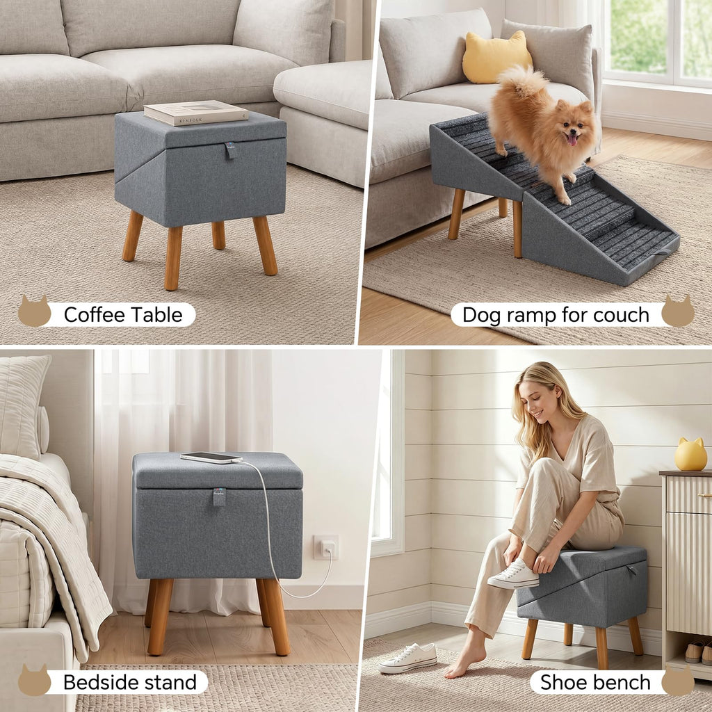 2-in-1 Wooden Pet Stairs & Ottoman Q2212