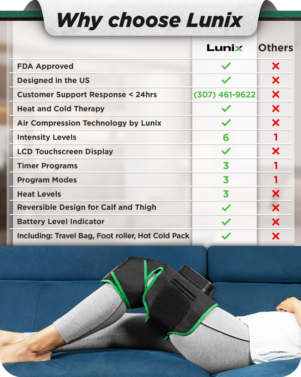 Cordless Knee Massager with Heat, Compression & Vibration, Rechargeable Wrap, Forest Green Z799972