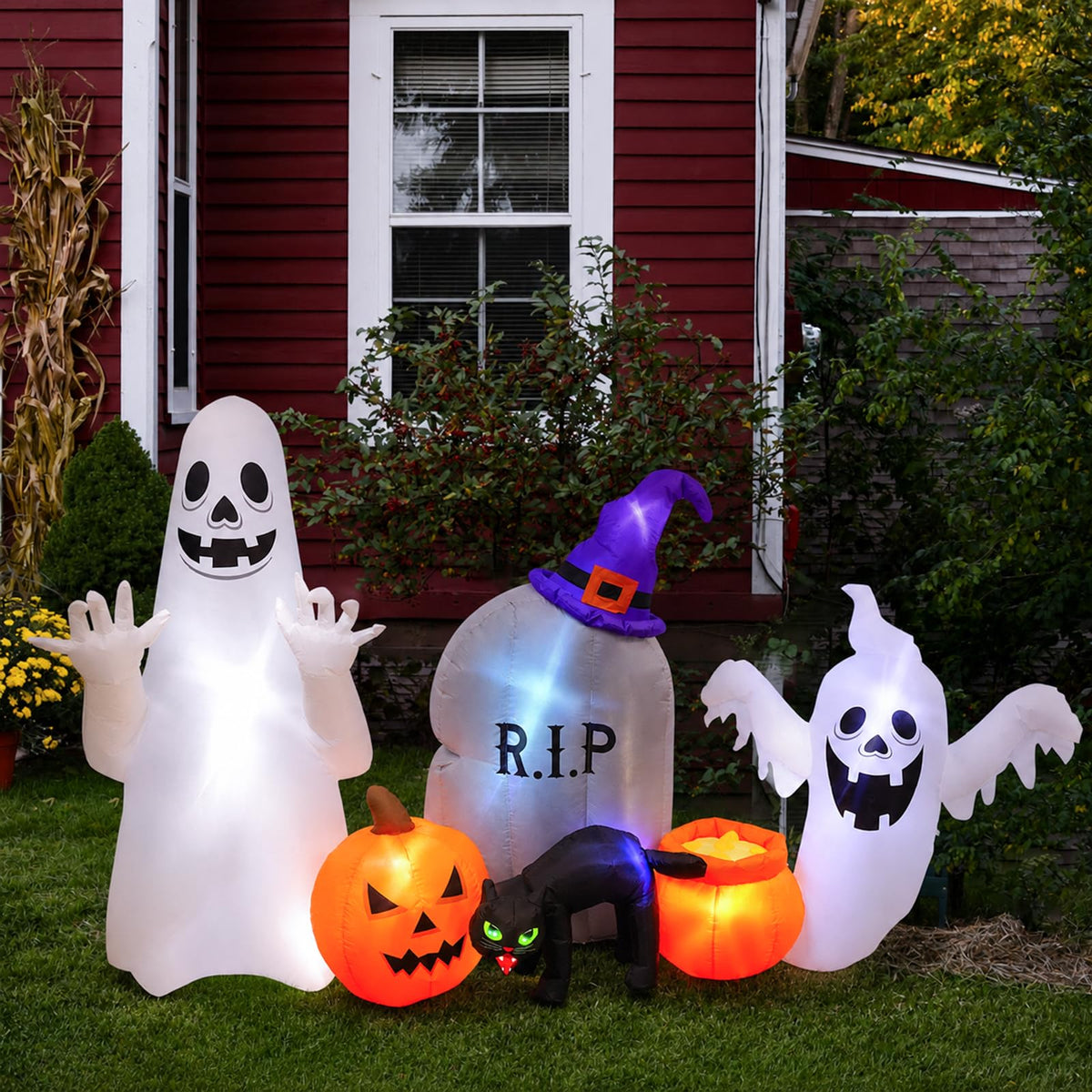8FT Inflatable Ghost Cat Pumpkin J786