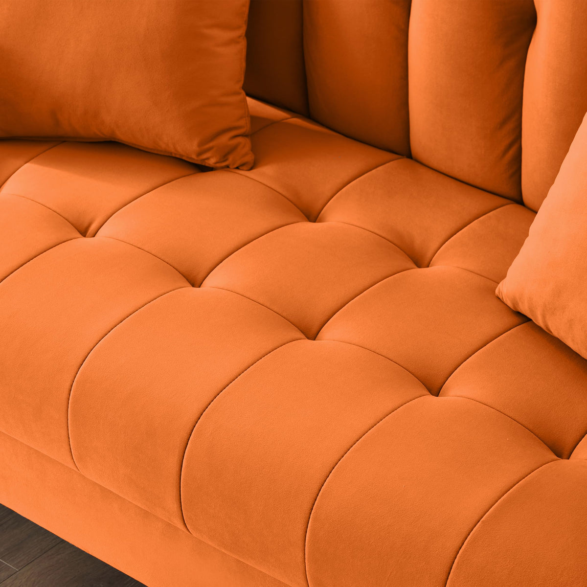 Orange Velvet Tufted Loveseat Sofa F88288