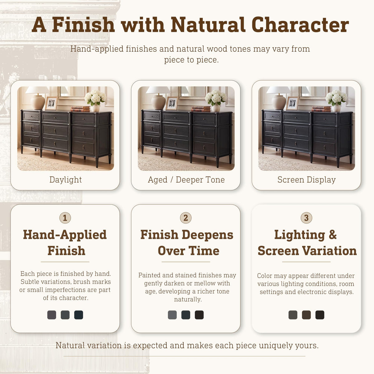 Black 9 Drawer Wood Dresser L615