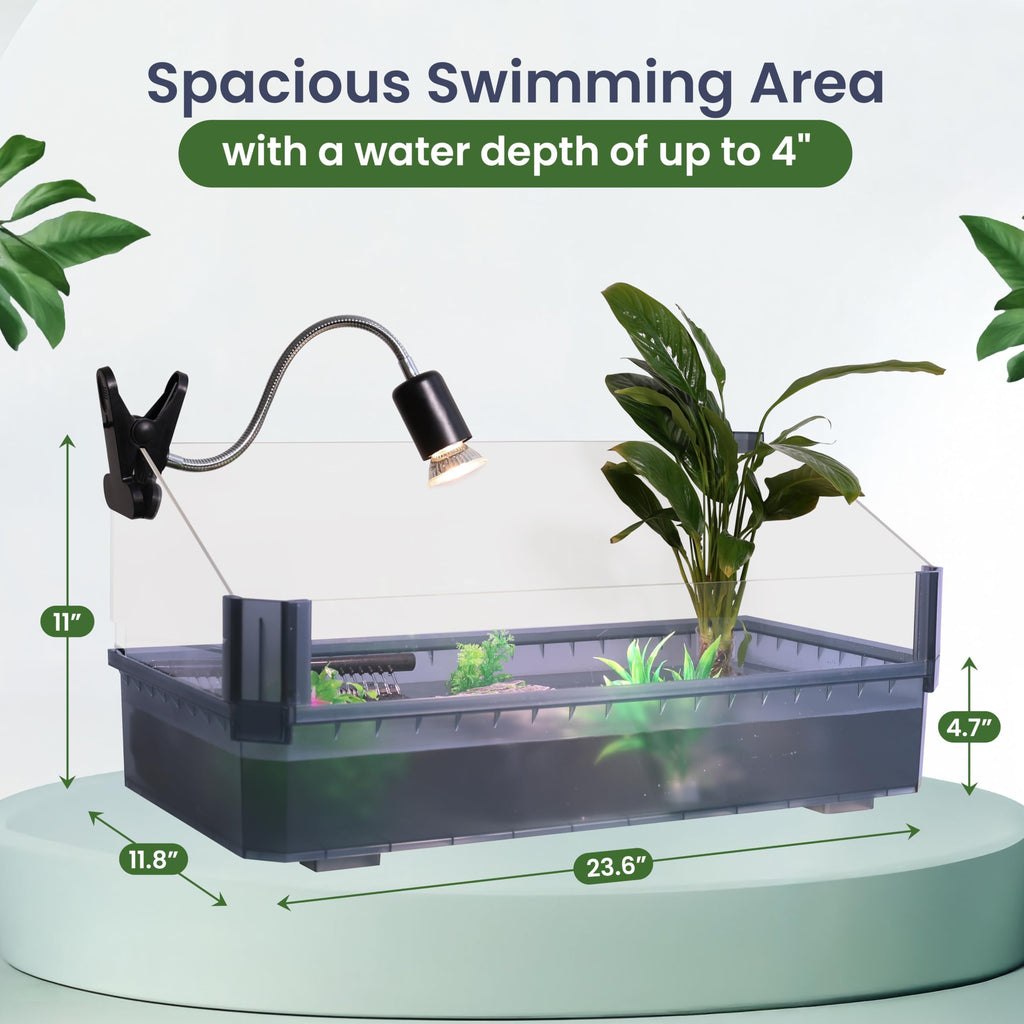Black Turtle Tank Kit with Filter, UVB Lamp and Basking Platform S8735