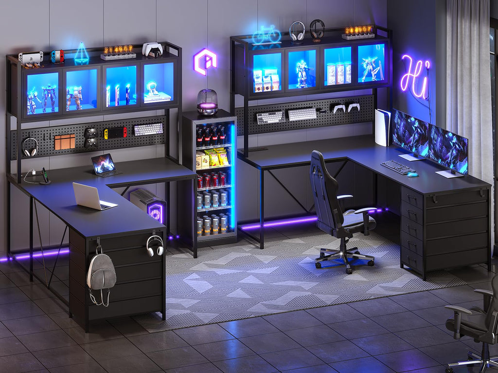 L Shaped Gaming Corner Desk with Drawers A8589