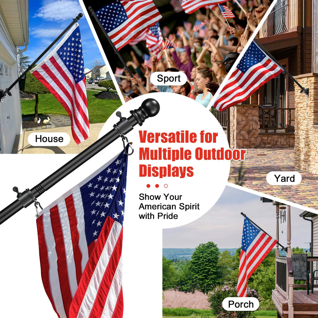 6FT Heavy Duty Tangle Free Flagpole Kit with 4x6FT Embroidered US Flag B98794