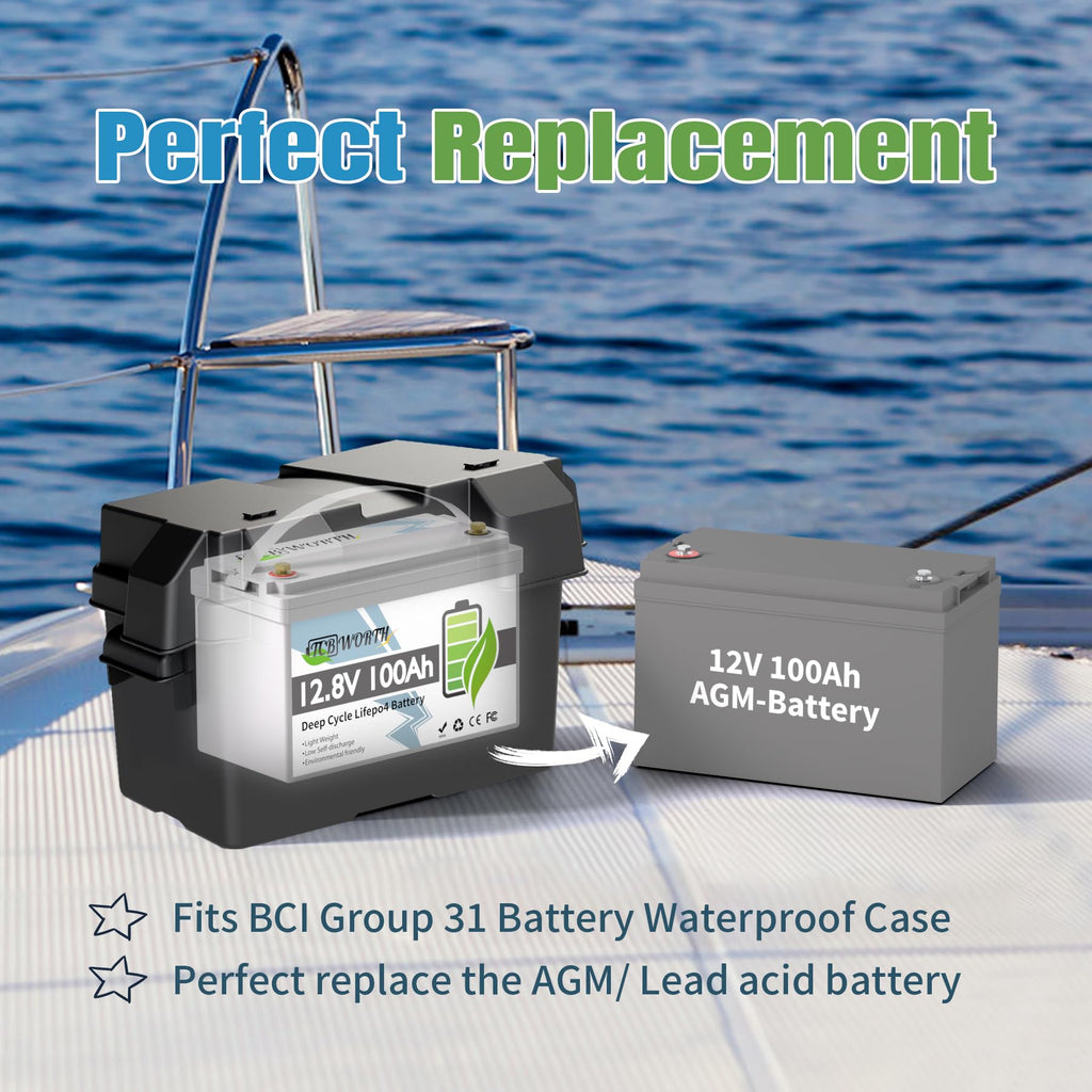 12V 100Ah LiFePO4 Deep Cycle Lithium Battery with 100A BMS O9741