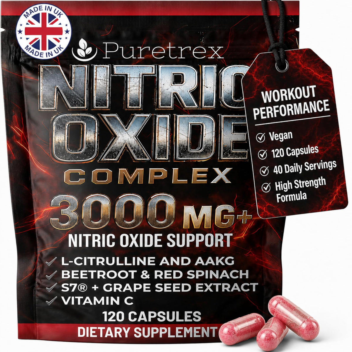 3000mg Nitric Oxide Complex 120 Capsules A552