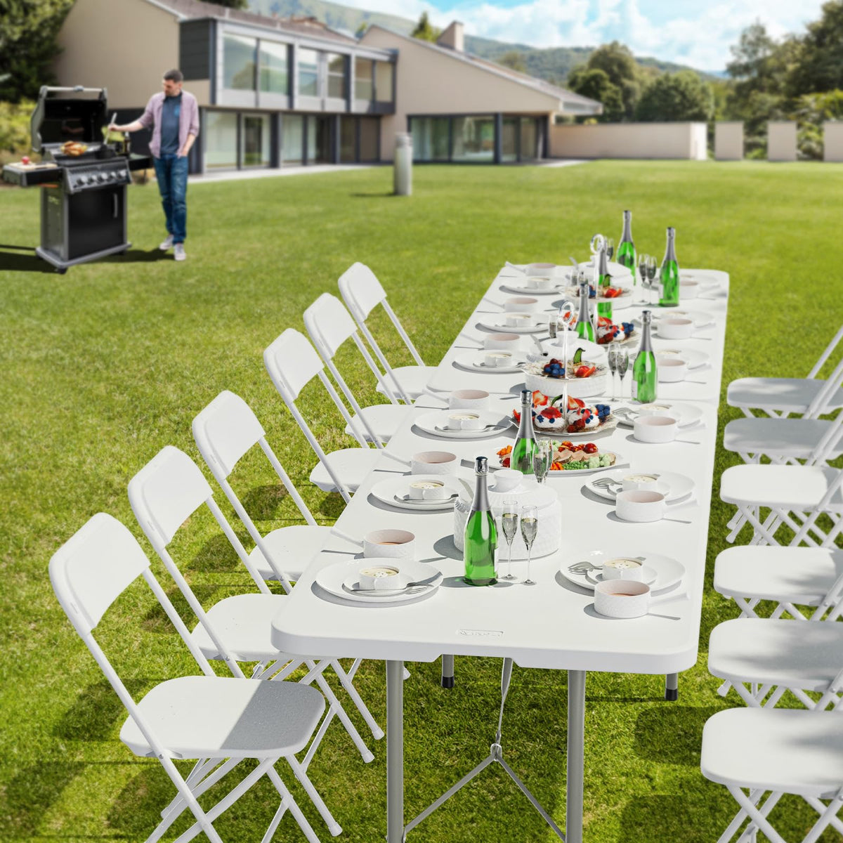 White 6-Foot Portable Plastic Folding Table 2 Pack F122