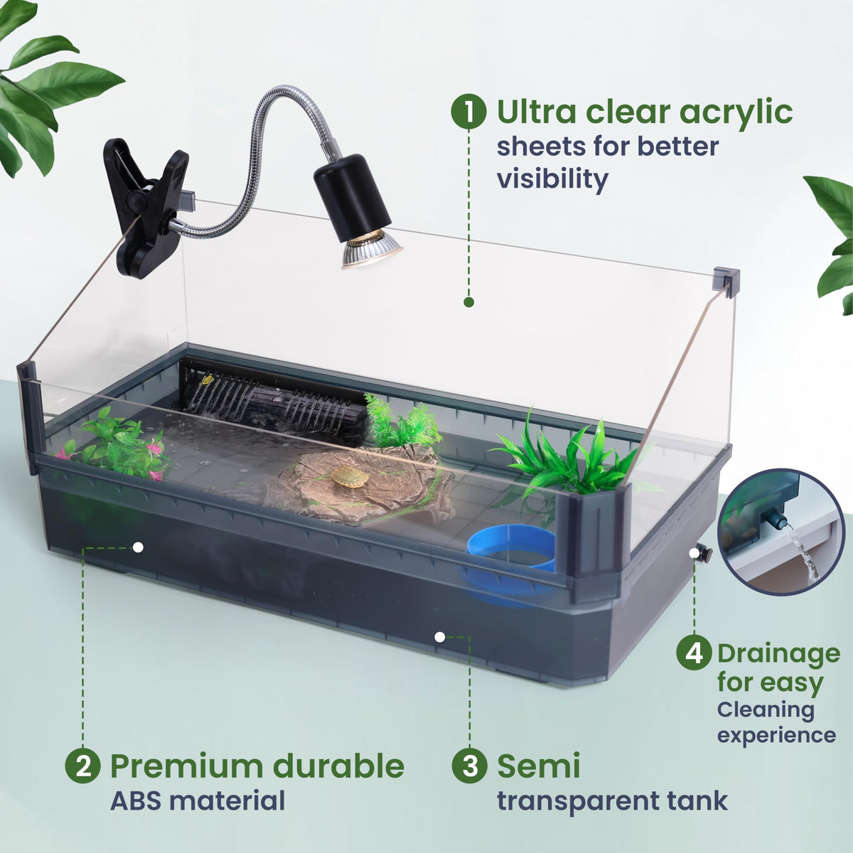 Black Turtle Tank Kit with Filter, UVB Lamp and Basking Platform S8735