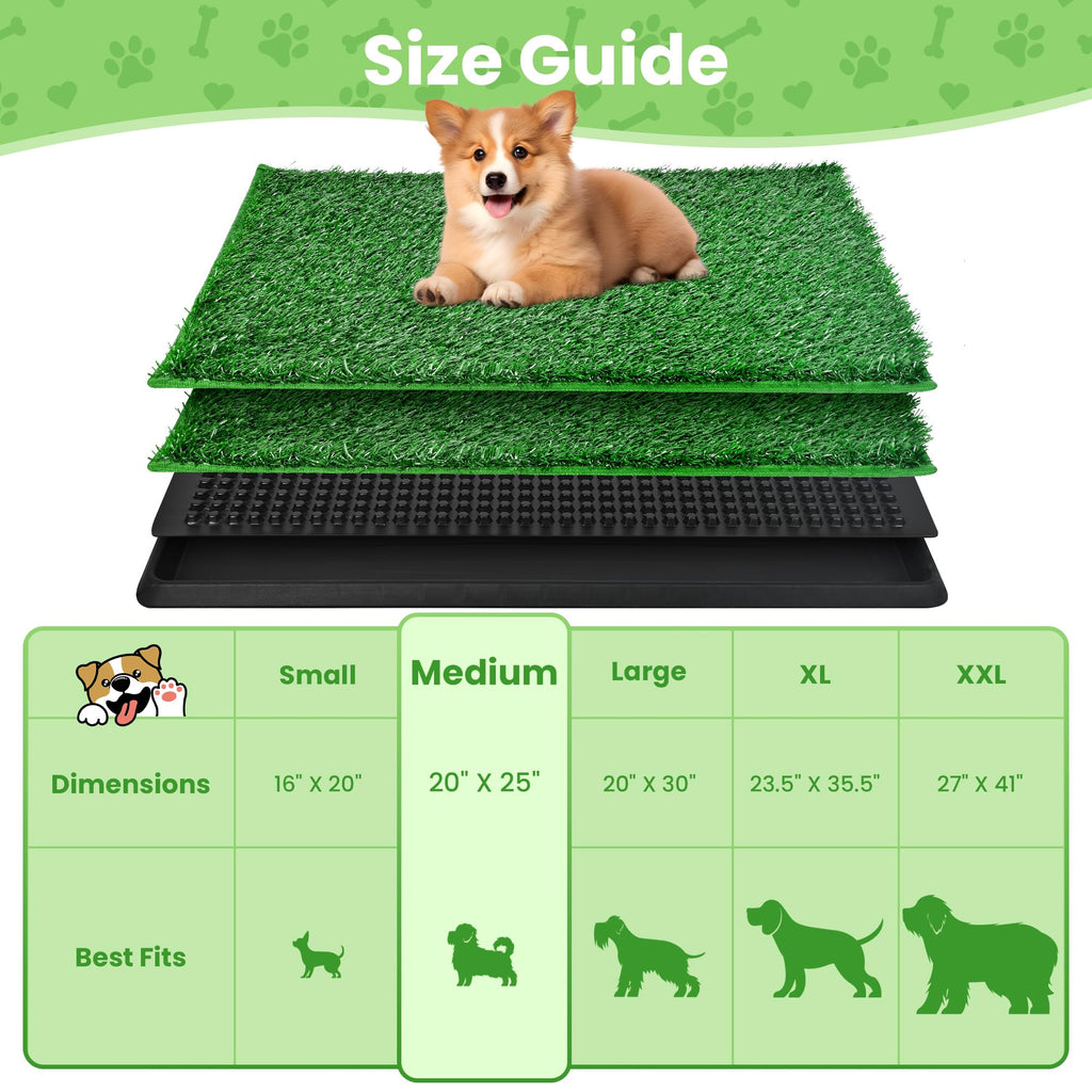 20x25 Inch Reusable Artificial Turf Dog Grass Pad with Tray Y25851