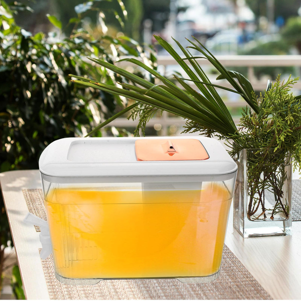 White Plastic Water Jug with Faucet and Lid K55880