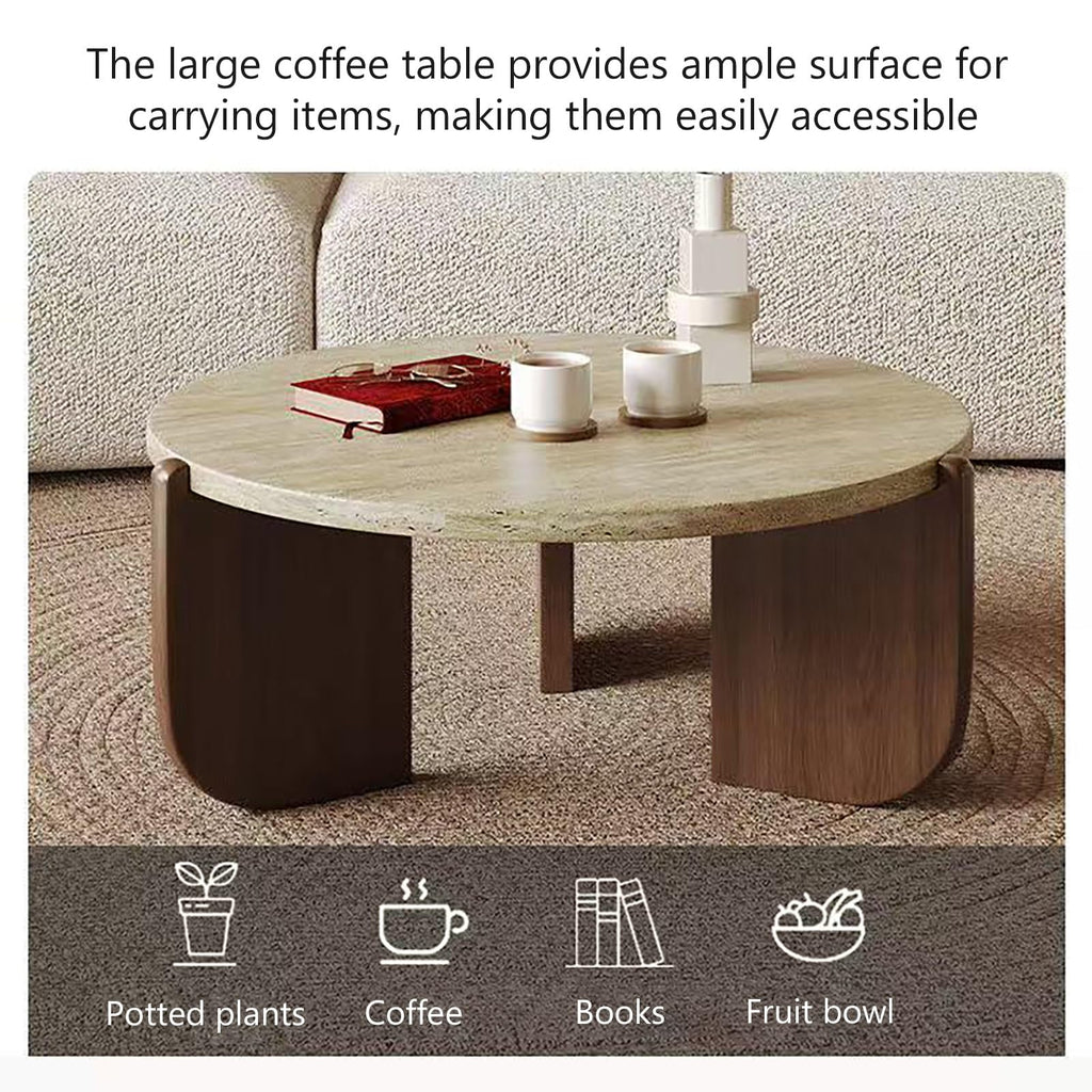 Solid Wood Stone Top Coffee Table D7891