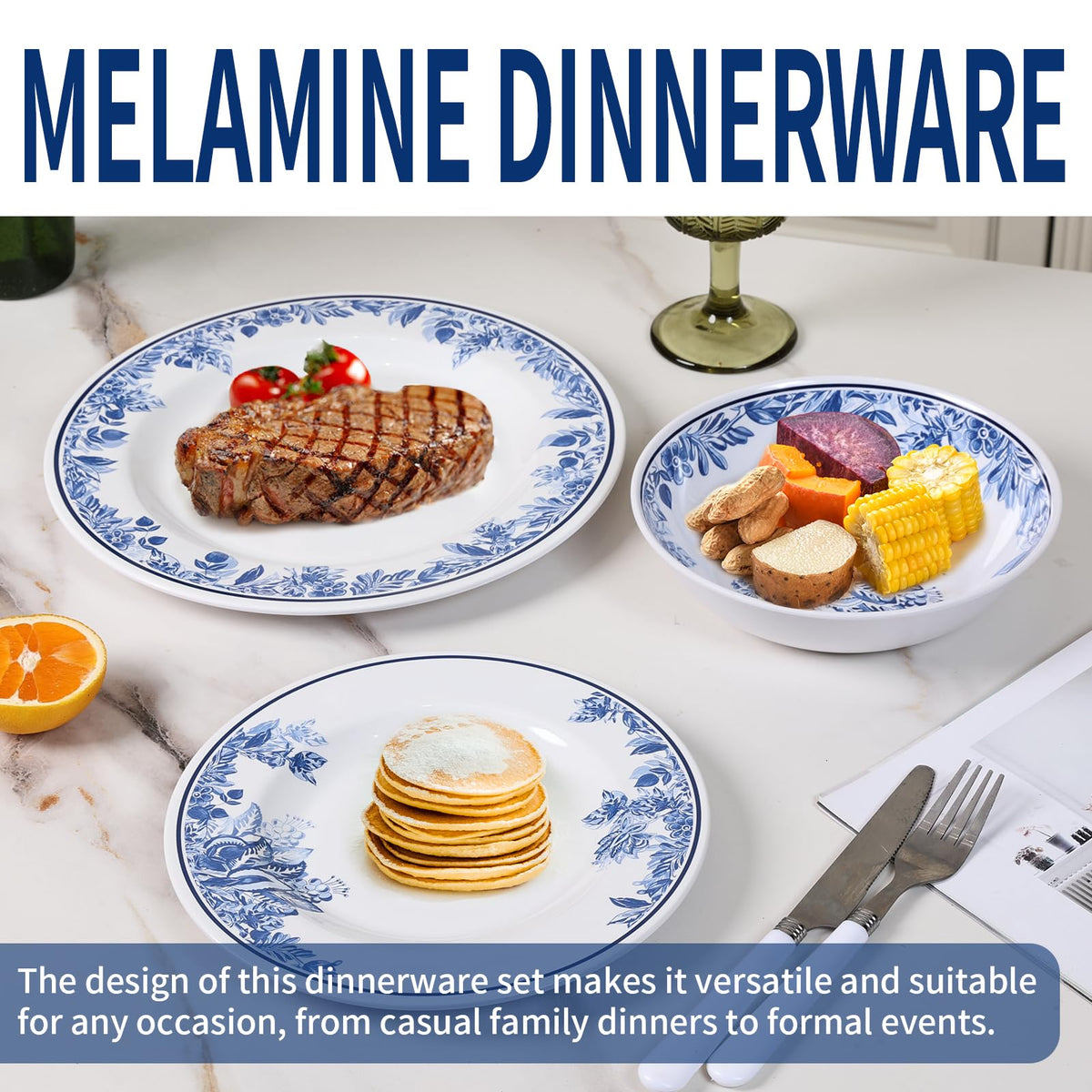 12 Pc Floral Melamine Dinnerware Set E880209