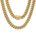 15mm 18k Gold Stainless Steel Cuban Link Chain E939