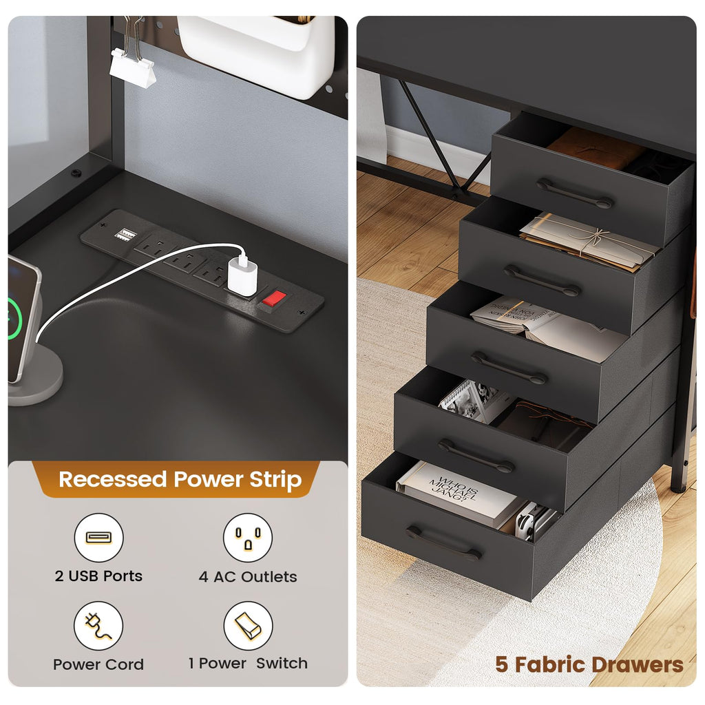 L Shaped Gaming Corner Desk with Drawers A8589
