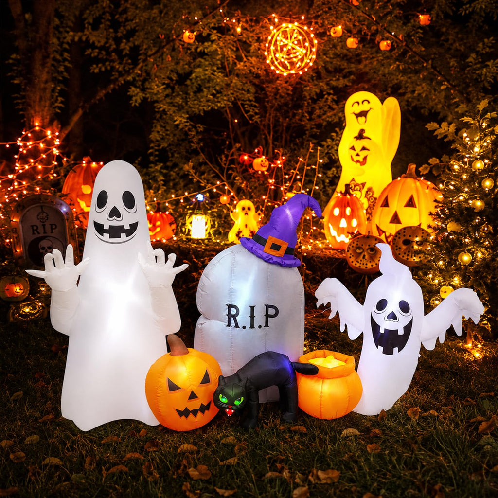 8FT Inflatable Ghost Cat Pumpkin J786