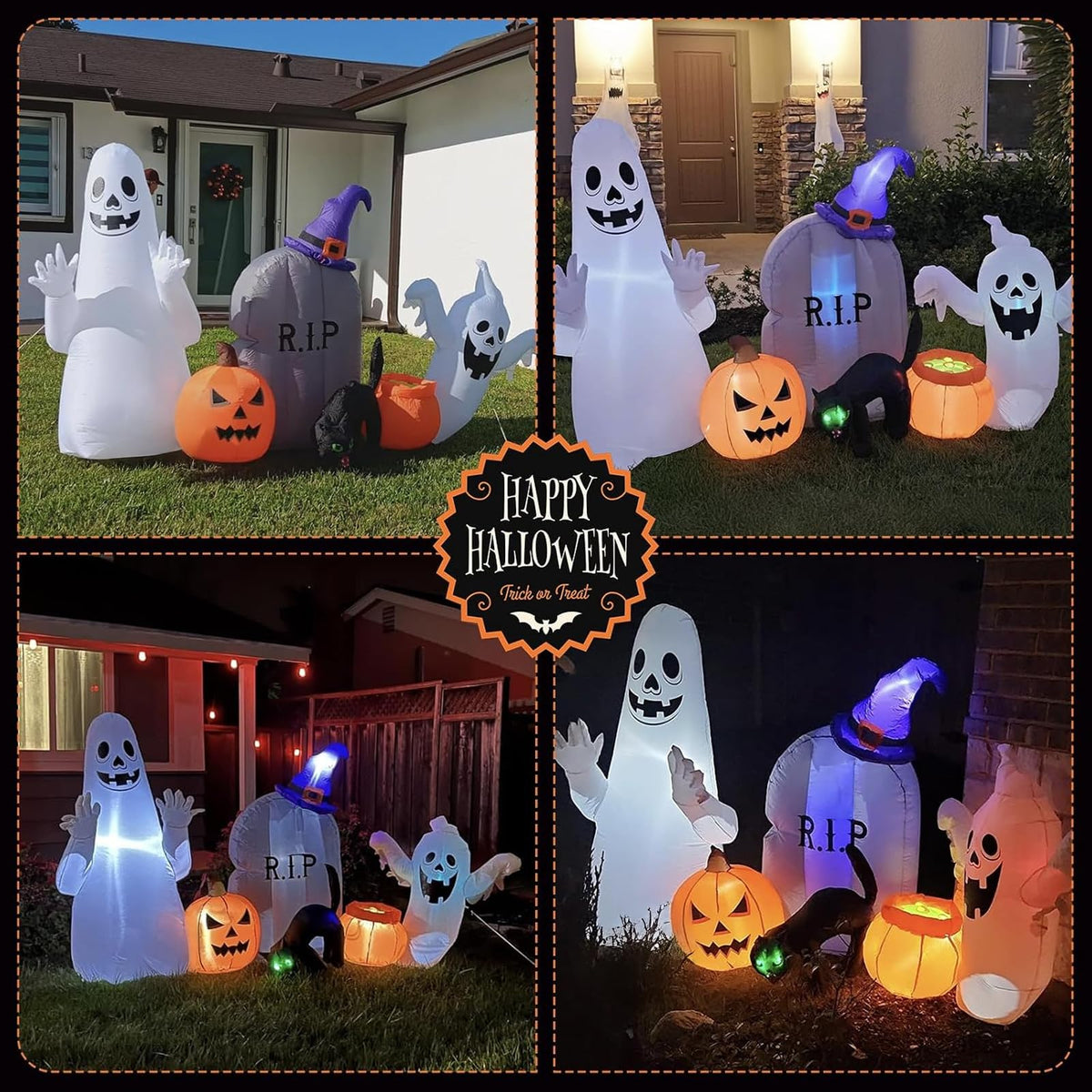 8FT Inflatable Ghost Cat Pumpkin J786