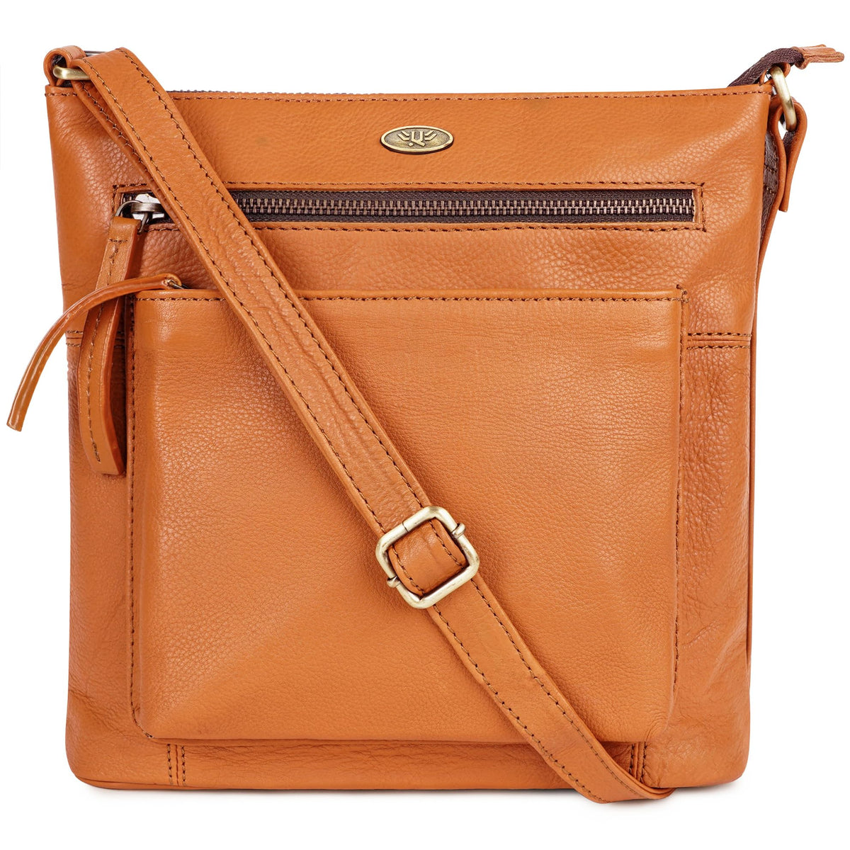 Light Brown Genuine Leather Crossbody Bag E4055