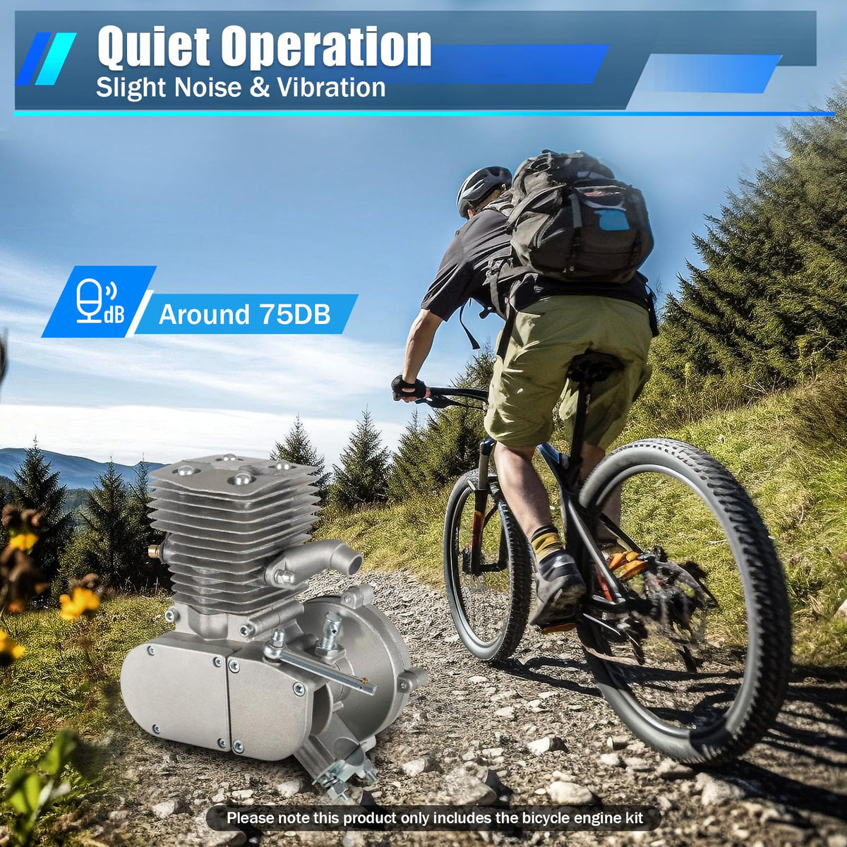 2-Stroke Bicycle Engine Motor Kit with CDI Ignition and 44-Tooth Sprocket V41462