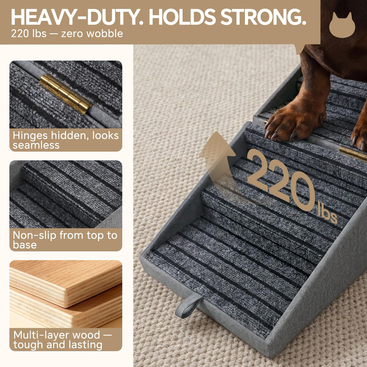 2-in-1 Wooden Pet Stairs & Ottoman Q2212
