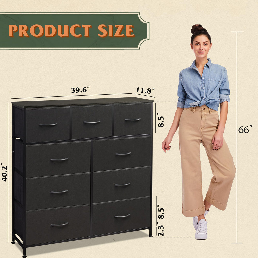 Charcoal Black 3 7 9 Drawer Dresser Set D86269