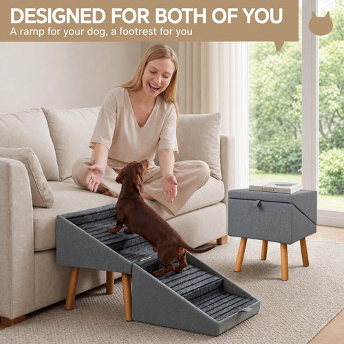 2-in-1 Wooden Pet Stairs & Ottoman Q2212