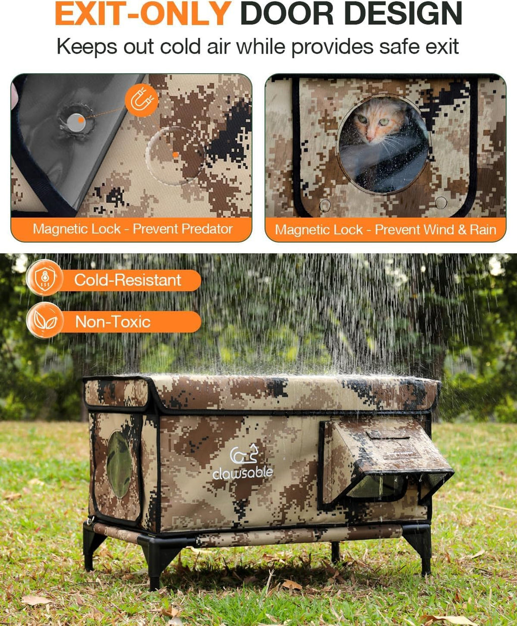 Heated Insulated Outdoor Cat Shelter with Escape Door T992