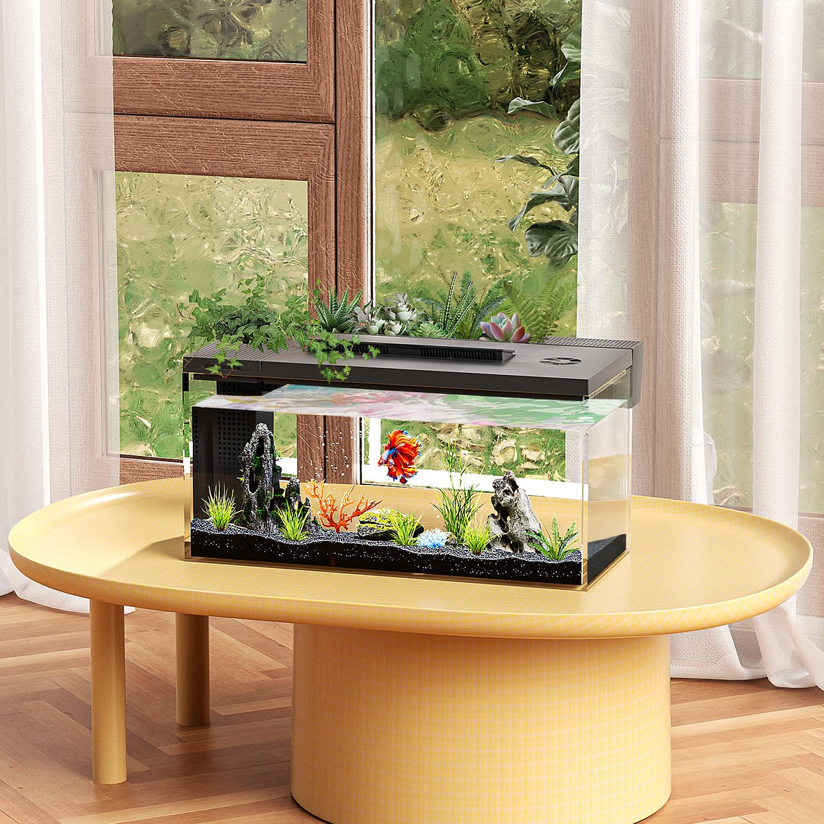 3.7 Gallon Betta Fish Tank Kit with Filter Light Water Pump C124903